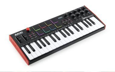 Akai Pro MPK mini plus USB/MIDI vezérlő, 37 billentyű, 8 RGB pad, step sequencer, joystick, sustain