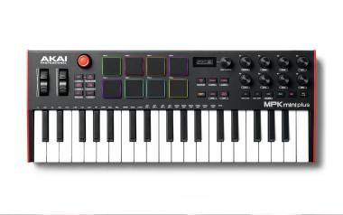 Akai Pro MPK mini plus USB/MIDI vezérlő, 37 billentyű, 8 RGB pad, step sequencer, joystick, sustain