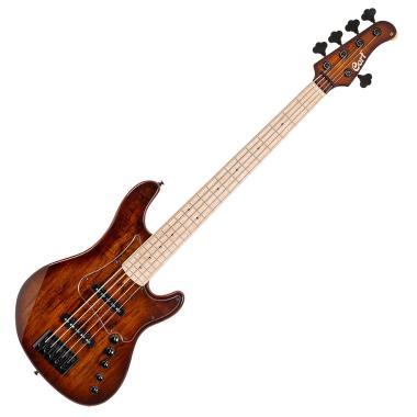 Cort basová kytara, 5 strun, deluxe polotvrdý obal, matná vintage přírodní