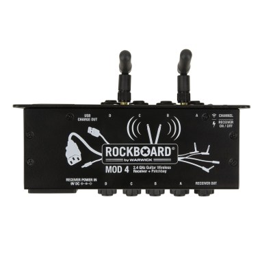 RockBoard RBO B MOD 4 U2 Gitár vezeték nélküli vevő, 2.4 GHz, TRS patchbay, 30 m hatótáv