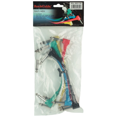 RockCable RCL 30011 D5 Patch kábelkészlet, derékszögű TS csatlakozók, színes, 6 db, 15 cm