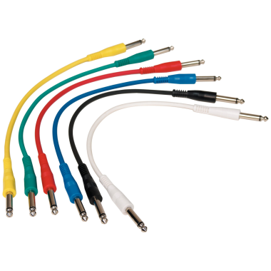 RockCable RCL 30030 D5 Patch kábelkészlet, egyenes TS dugók, többszínű, 6 db, 30 cm
