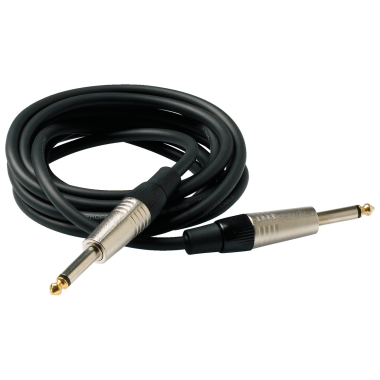 RockCable Nástrojový kabel, rovný TS 6.3 mm, pozlacený konektor, 3 m, černý