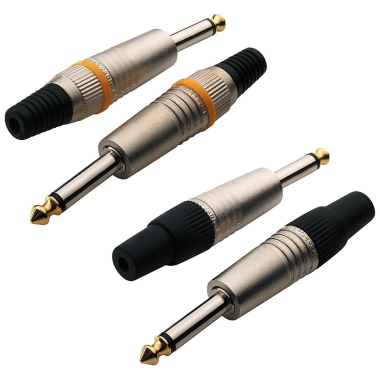 RockCable RCL 10002 M TS dugó, 6.3 mm mono, fém sapka, kábel tehermentesítés