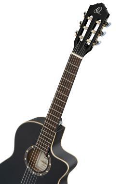 Ortega RCE125SBK-3/4 Family Series 3/4 Nylon 6-húros elektro- klasszikus gitár - Satin Black + Gig Bag