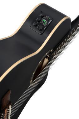 Ortega RCE125SBK-3/4 Family Series 3/4 Nylon 6-húros elektro- klasszikus gitár - Satin Black + Gig Bag