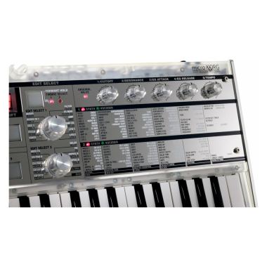 KORG KG-mKORG-CR virtuál-analóg szintetizátor/vokóder, 37 Natural Touch mini billentyű, átlátszó kivitel, tokkal