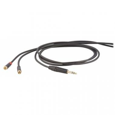 DH Y kabel, 3 m, 6,3mm stereo jack - 2x RCA konektor
