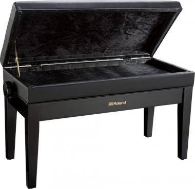 Roland RPB-D400PE kétszemélyes zongora pad állítható vinyl tetővel tároló rekesszel - fényes fekete