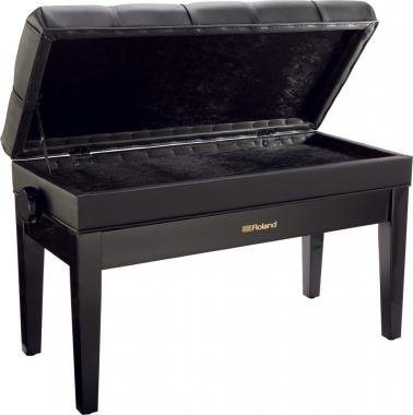 Roland RPB-D500PE kétszemélyes zongora pad állítható vinyl tetővel tároló rekesszel - fényes fekete