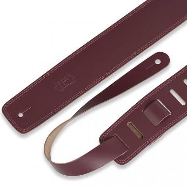 Levy's DM1-BRG Gitárpánt, Szegélyezett, Bőr, 6cm széles, 140cm hosszú, burgundy vörös