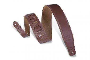 Levy's M26GF-BRN Gitárpánt, párnázott, puhított bőr, 6cm széles, 94-130cm hoszzú, barna