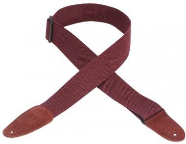 Levy's MC8-BRG Gitárpánt, pamut, bőr végekkel, 5cm széles, 147cm hosszú, burgundi vörös
