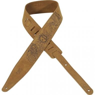 Levy's MS317E-003 Gitárpánt, hímzett, hasított bőrhátlap, 6cm, állítható 104-139cm