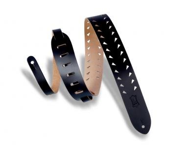 Levy's M12TTC-BLK Gitárpánt, lyukasztott szegélyű (fog), bőr, 5cm széles, 144cm hosszú, fekete