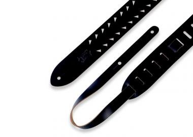 Levy's M12TTC-BLK Gitárpánt, lyukasztott szegélyű (fog), bőr, 5cm széles, 144cm hosszú, fekete