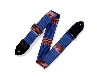 Levy's MP2TC-001 Gitárpánt, nyomtatott, poliészter, bőr végekkel, fekete műanyag oldalakkal, állítha