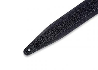 Levy's MG317DRT-BLK Gitárpánt, kavics minta, párnázott, puhtott bőr, 6cm széles, 152cm hosszú, feket