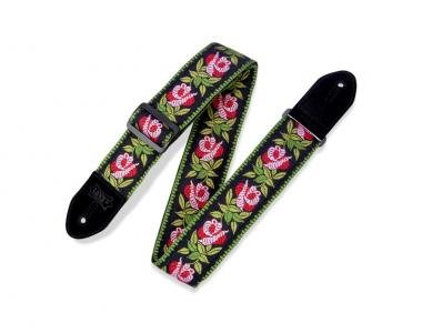 Levy's MC8JQ-003 Gitárpánt, gyapjú, pamut, 5cm széles, 152cm hosszú, sárga virág minta barnával