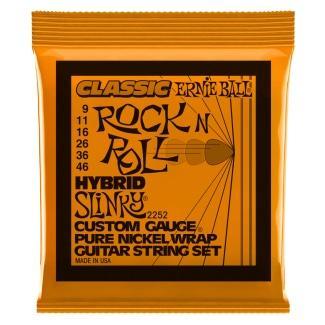 Ernie Ball 2252 Elektromos gitár húrkészlet, Hybrid Slinky Classic Rock N Roll, Tiszta nikkel, 09-46